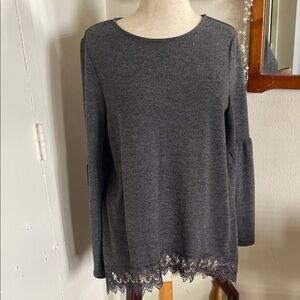 Angels Charcoal Gray Lace Trim Slip on Top Size M